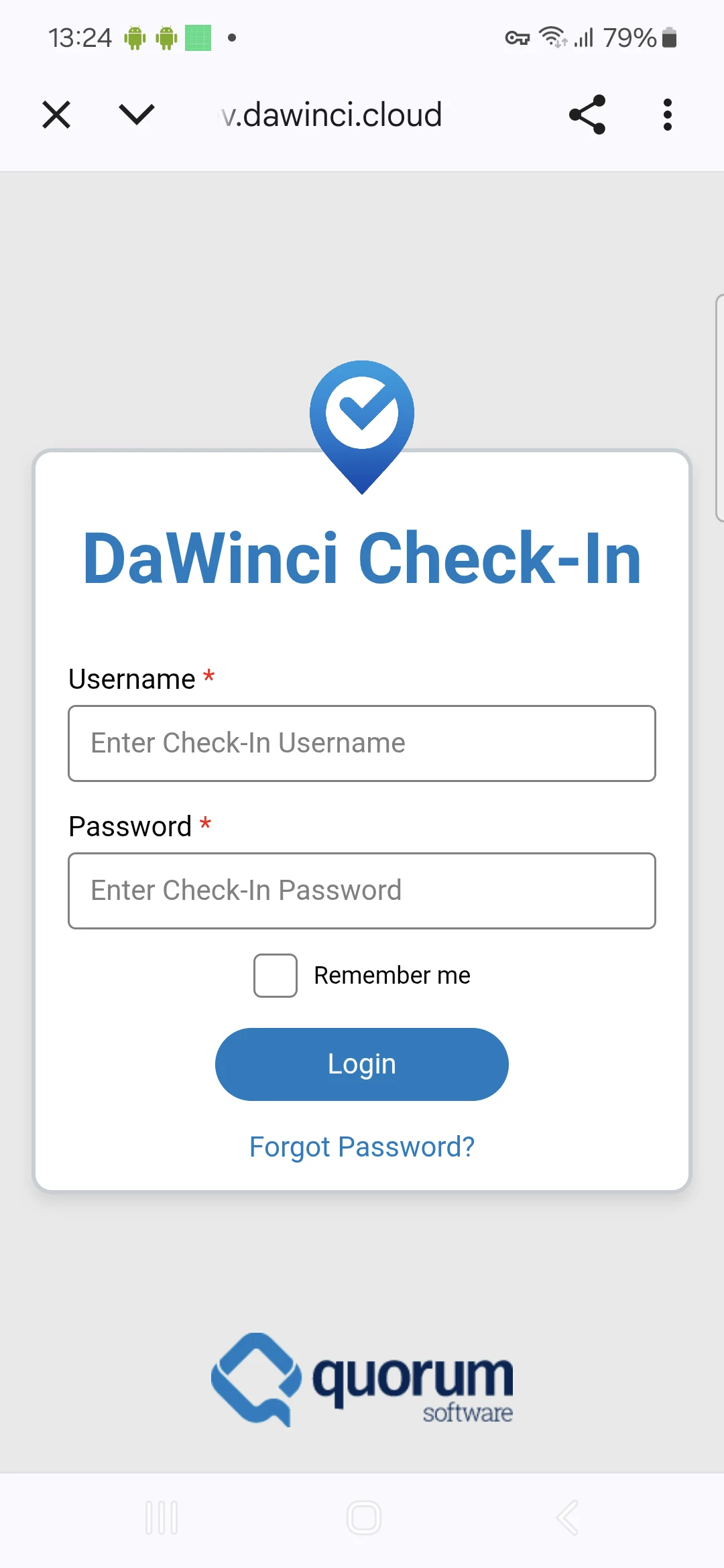 DaWinci Check-In screenshot
