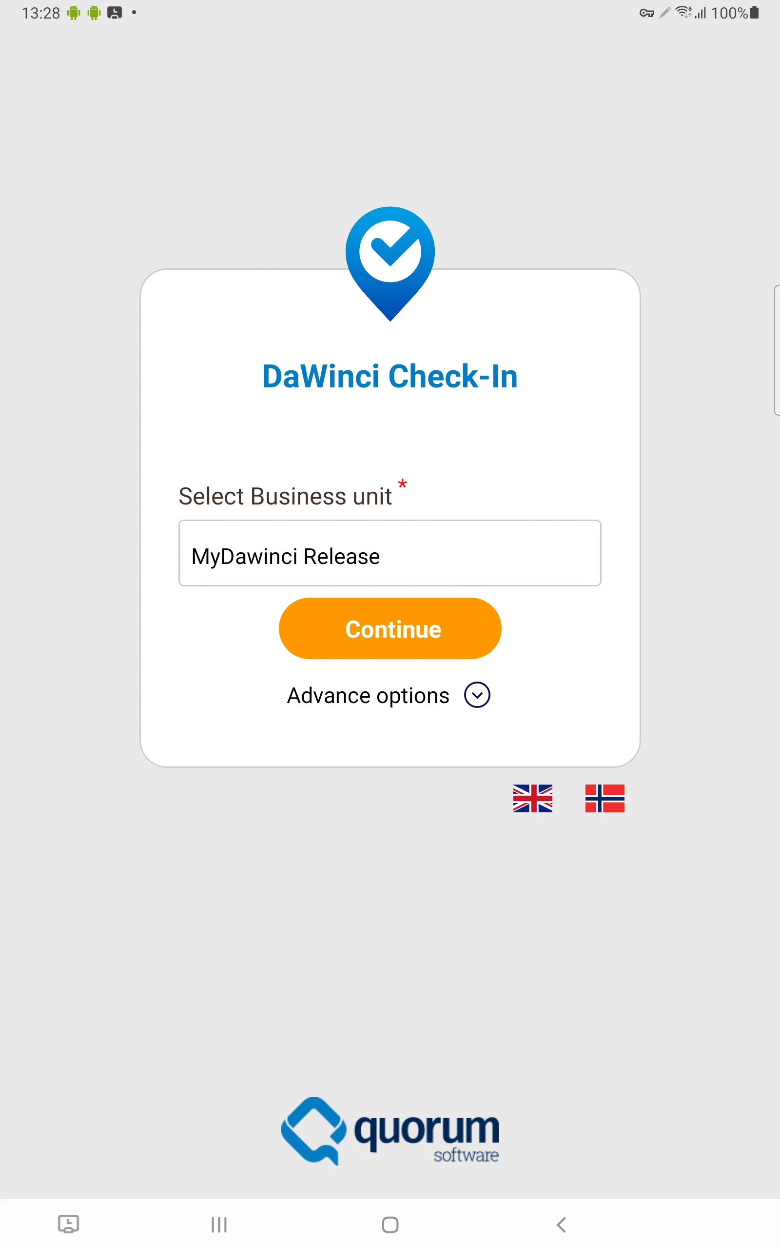 DaWinci Check-In screenshot