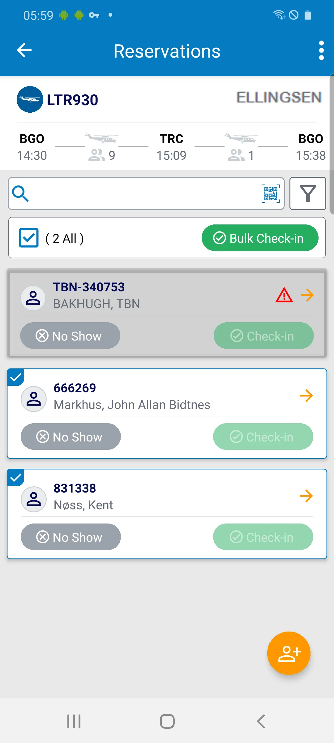 DaWinci Check-In screenshot