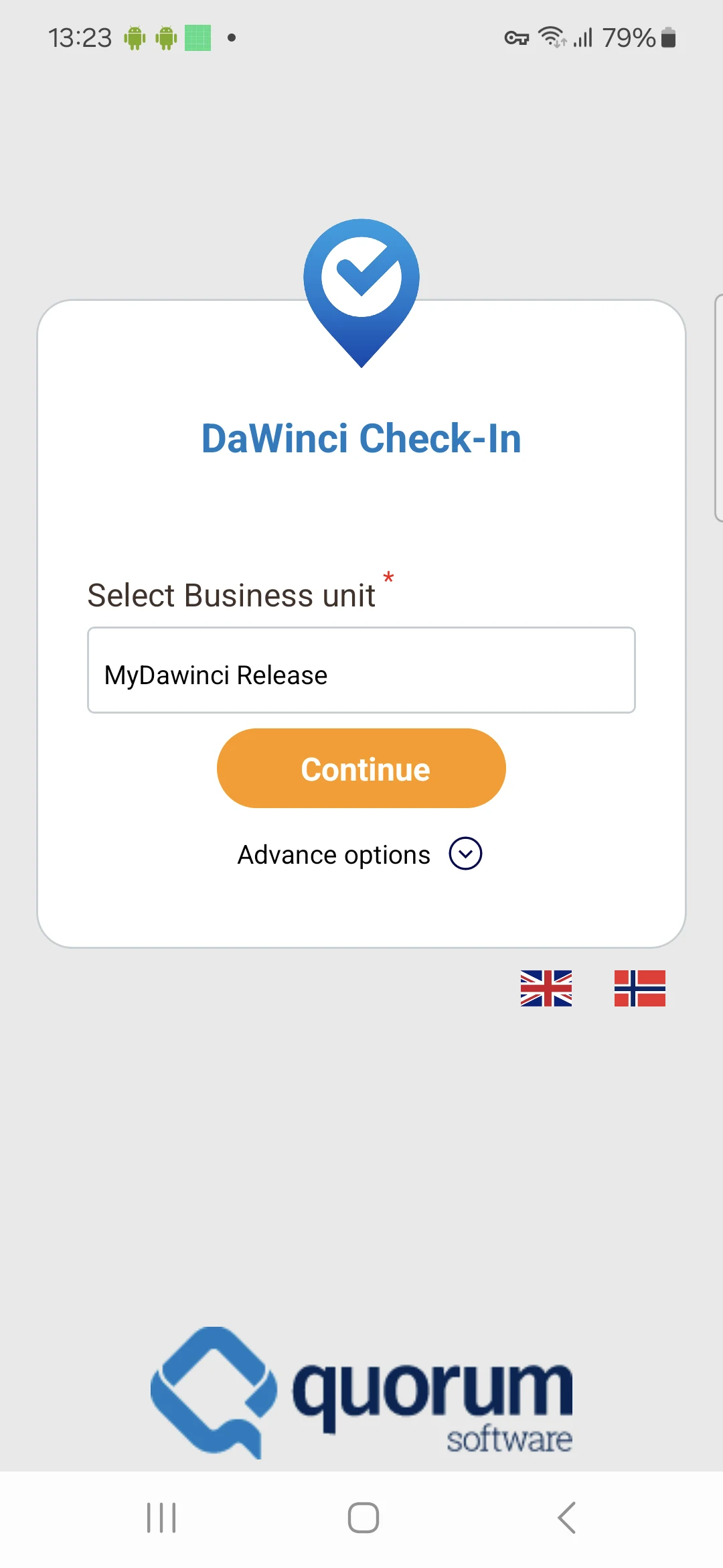 DaWinci Check-In screenshot